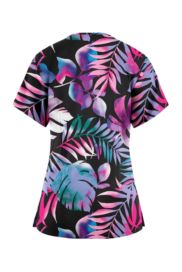 Butter-Soft Originals Aloha Breeze Women's 3-Pocket Criss Cross Print Scrub Top - null - 2