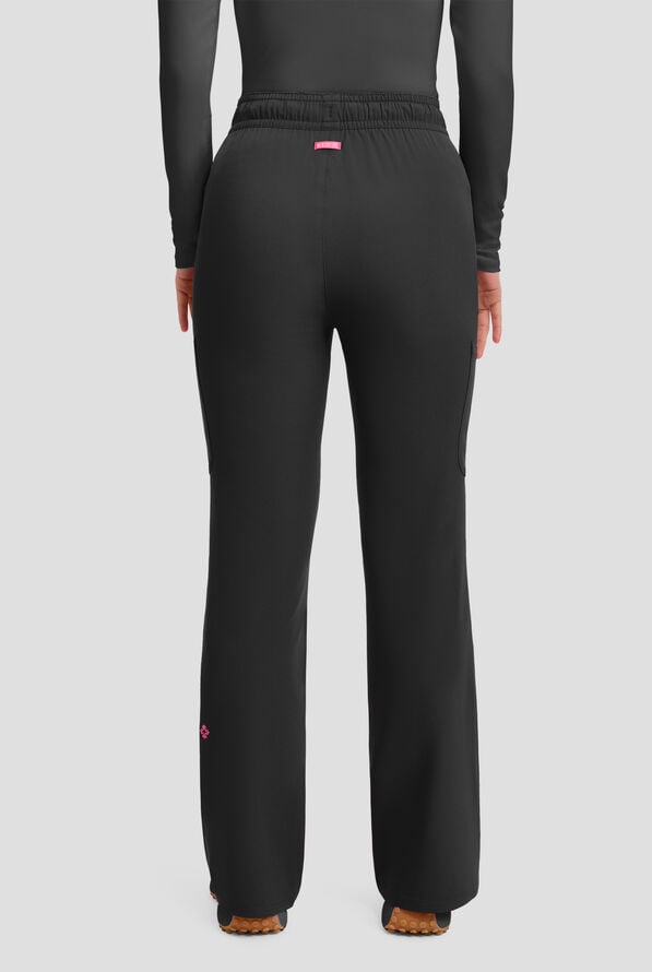 Med Couture Amp Women's 4-Pocket STRETCH High Waist Flare Leg Cargo Scrub Pant - Black - 3