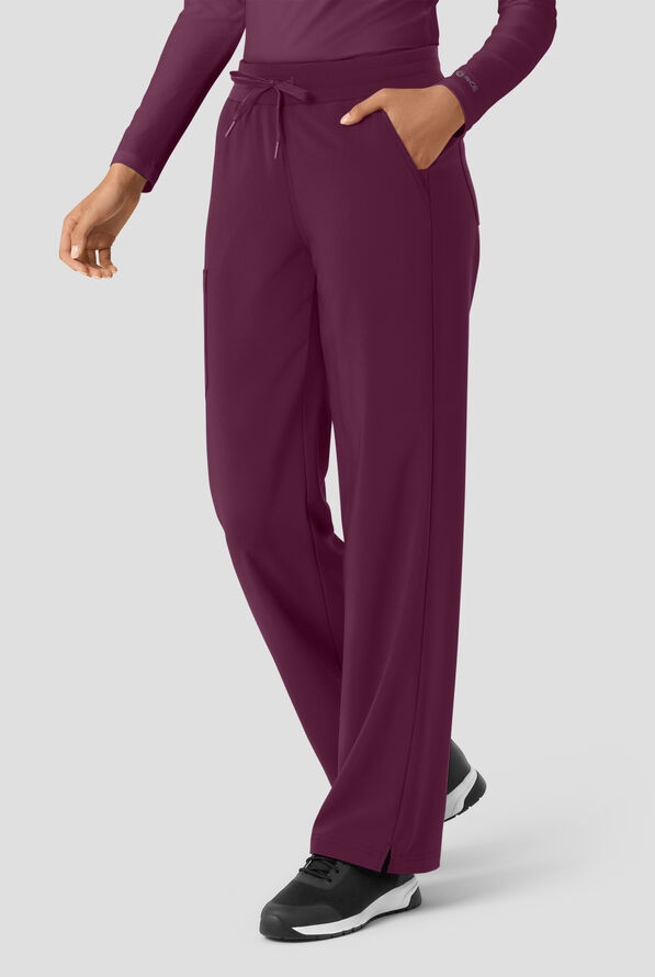 Pantal&oacute;n m&eacute;dico Carhartt Cross-Flex Force STRETCH de corte acampanado estilo cargo con cord&oacute;n convertible y 6 bolsillos para mujer - Wine - 4