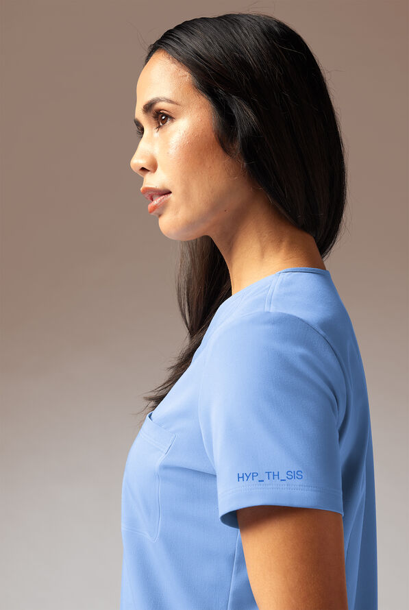 Hypothesis Meta-Base Women’s Single Pocket V-Neck Tuck In/Wear Out Scrub Top - Ceil Blue - 6
