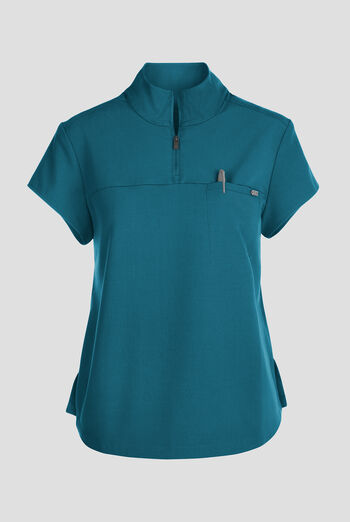 Healing Hands Quest Women's 1-Pocket STRETCH Tuck In Half Zip Collar Scrub Top