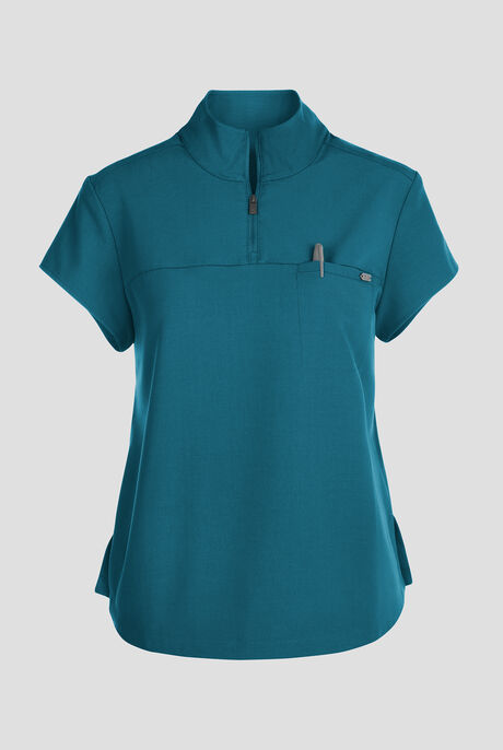 Healing Hands Quest Women's 1-Pocket STRETCH Tuck In Half Zip Collar Scrub Top