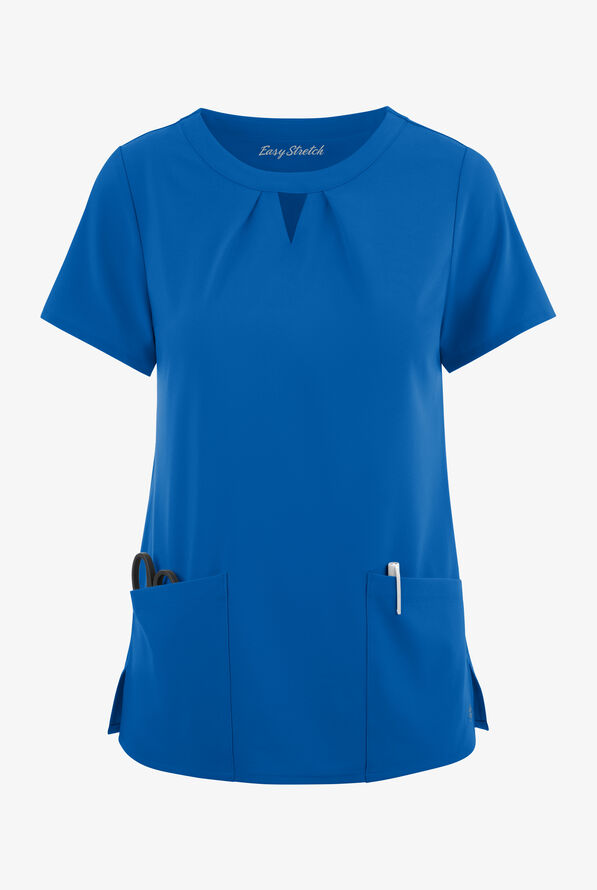 Blusa médica Easy STRETCH Salma con cuello ojo de cerradura y 3 bolsillos para mujer - Royal - 1