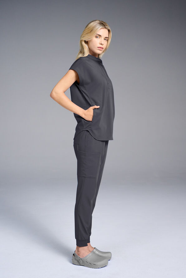 Hypothesis Women's Meta Oversized Dolman Sleeve Scrub Top - Pewter - 5