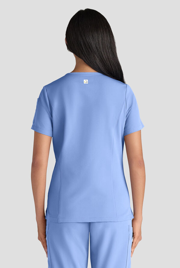 ReSurge Diamond Women's 3-Pocket V-Neck Tuck In / Wear Out Scrub Top - Ceil Blue - 2