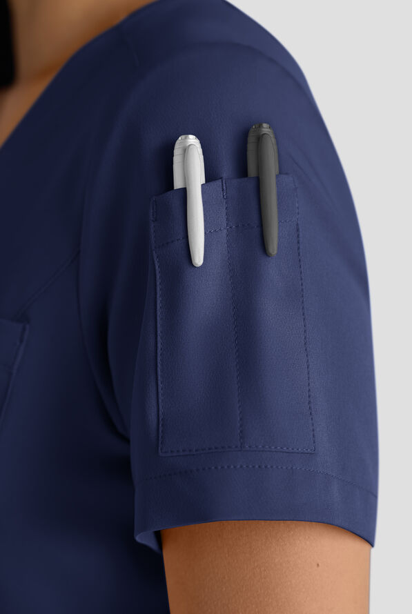 ReSurge Diamond Women's 3-Pocket V-Neck Tuck In / Wear Out Scrub Top - Navy - 5