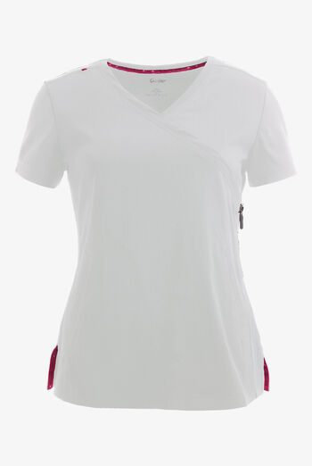 Blusa m&eacute;dica koi Lite&trade; Philosophy STRETCH estilo cruzado con 3 bolsillos y cremallera para mujer