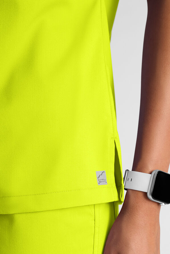 Butter-Soft STRETCH Women's 2-Pocket V-Neck Tuck-In Scrub Top - Lime Crush - 5