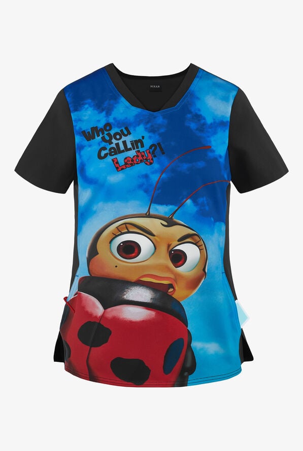Cherokee Tooniforms Disney Pixar My Name is Francis Women's 1-Pocket V-Neck Print Scrub Top - null - 1
