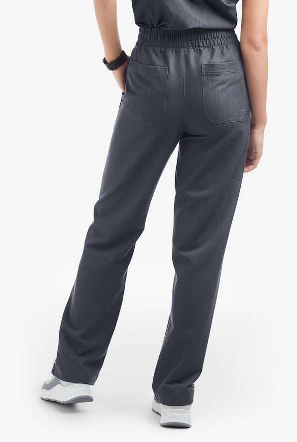 MOVEMENT by Butter-Soft Mira Women's 6-Pocket Wide Leg Scrub Pants - Indigo Heather - 2