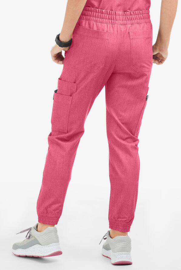 Movement by Butter-Soft Cephei Women's 11-Pocket Jogger Scrub Pants - Bright Pink Heather - 3