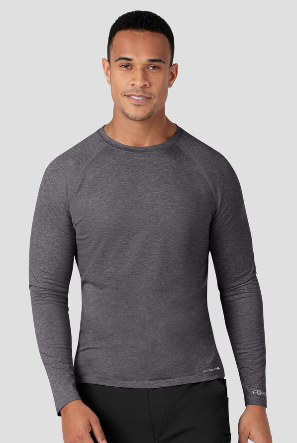Camiseta m&eacute;dica Carhart Force estilo jaspeado con mangas ragl&aacute;n y 1 bolsillo para hombre - Pewter Heather - 2