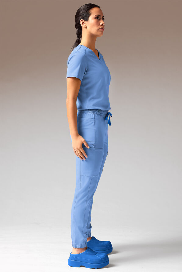 Hypothesis Cache Women’s 6-Pocket Jogger Scrub Pant - Petite - Ceil Blue - 5