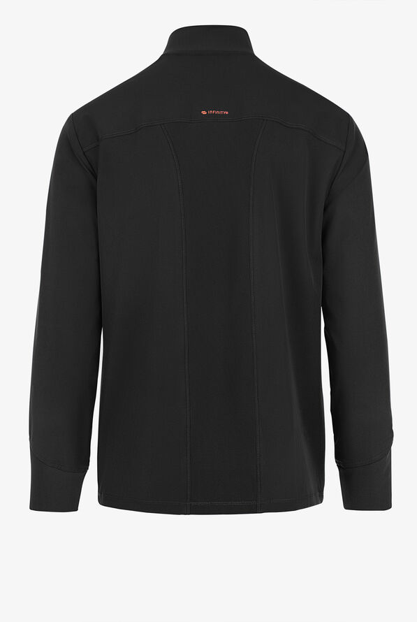 Infinity GNR8 Men's 4-Pocket STRETCH Rib-Knit Zip Front Scrub Jacket - Black - 2