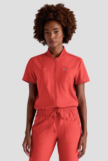 Blusa m&eacute;dica estilo mono Easy STRETCH Nika con cremallera y 2 bolsillos para mujer - Mono m&eacute;dico de 2 piezas