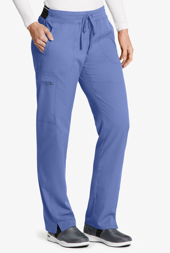 Grey's Anatomy by Barco Spandex STRETCH Kim Women's 3-Pocket Cargo Scrub Pants - Tall - Ceil Blue - 1