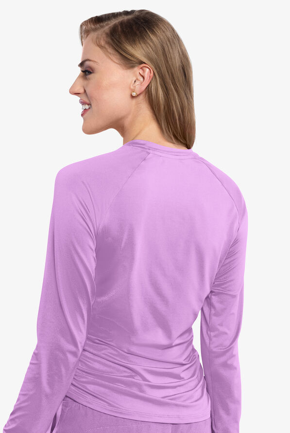 Med Couture Layers Women's STRETCH Ruched Long Sleeve Round Neck Knit Underscrub - Digital Lavendar - 4