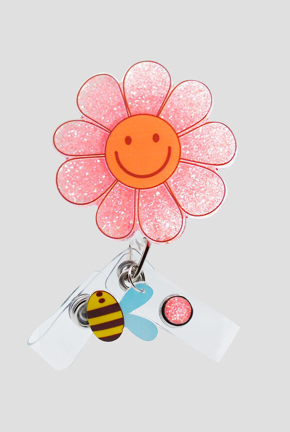 Outside the Box Smiley Flower & Bee Glitterific ID Badge Holder - null - 1