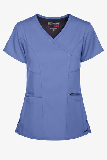 Blusa m&eacute;dica Grey&rsquo;s Anatomy Spandex Stretch estilo cruzado con 3 bolsillos para mujer