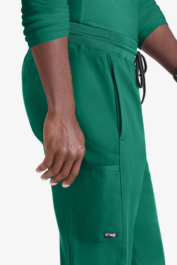 Grey's Anatomy by Barco Spandex STRETCH Hudson Men's 6-Pocket Slim Straight Cargo Scrub Pants - Hunter - 3