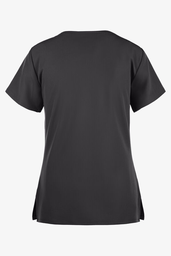 Skechers by Barco Reliance Women's 3-Pocket STRETCH Mock Wrap Scrub Top - Pewter - 3