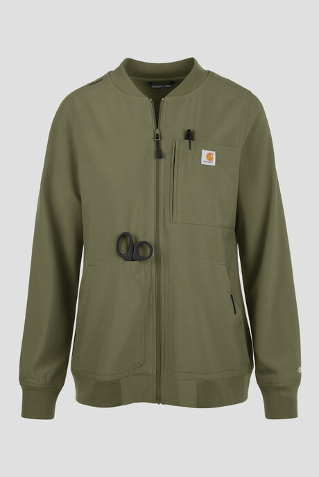 Chaqueta médica Carhartt Cross-Flex Rugged Flex estilo aviadora ligera con cremallera y 6 bolsillos para mujer