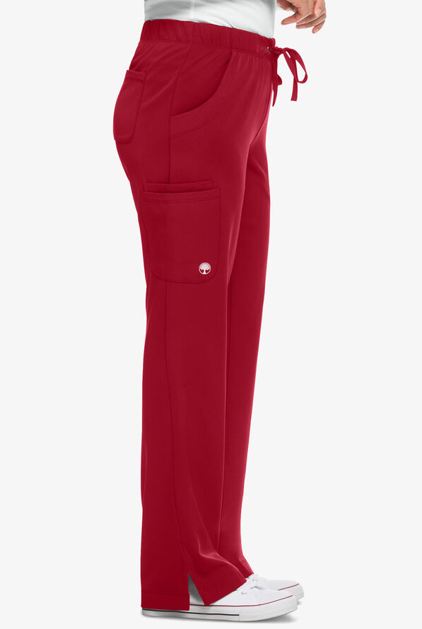 HH Works by Healing Hands Rebecca Women's 6-Pocket STRETCH Drawstring Waist Cargo Scrub Pants - Red - 3