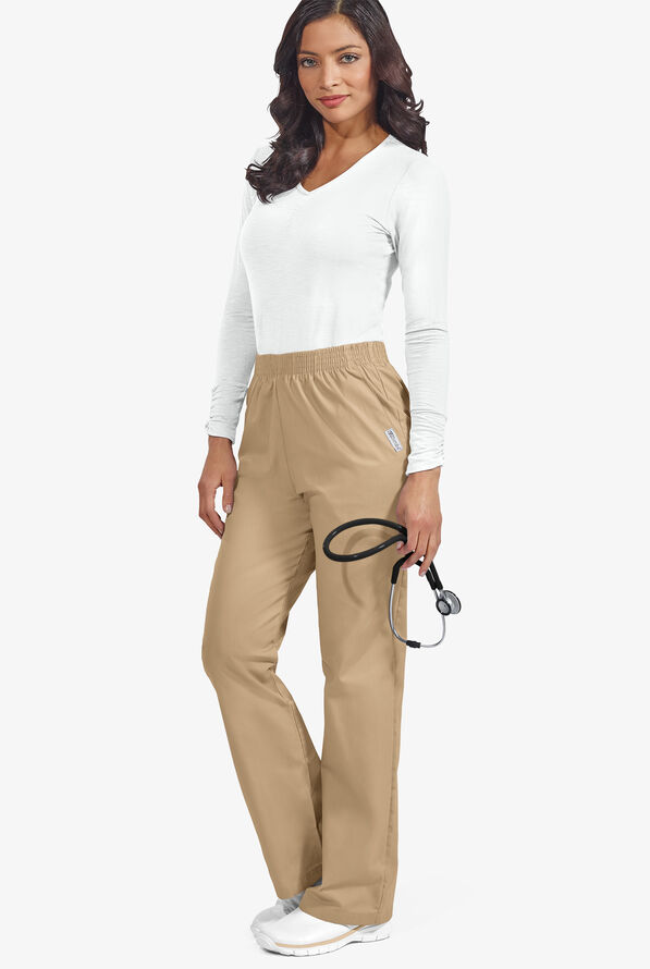 Pantal&oacute;n m&eacute;dico UA Best Buy tall con cintura el&aacute;stica y 2 bolsillos para mujer - Khaki - 2