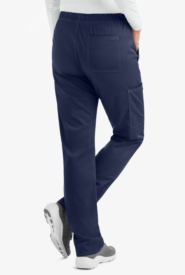 Cherokee Workwear Revolution Unisex 4-Pocket STRETCH Drawstring Cargo Scrub Pants - Tall - Navy - 3