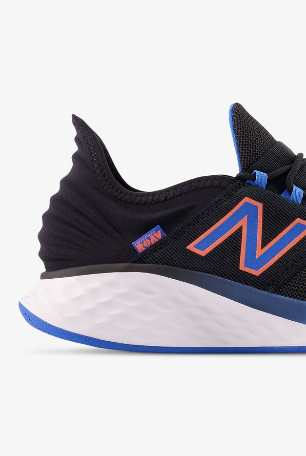 New Balance Men's Fresh Foam Roav v1 Black/Serene Blue/Vibrant Orange Athletic Lace Up Nursing Shoes - null - 4