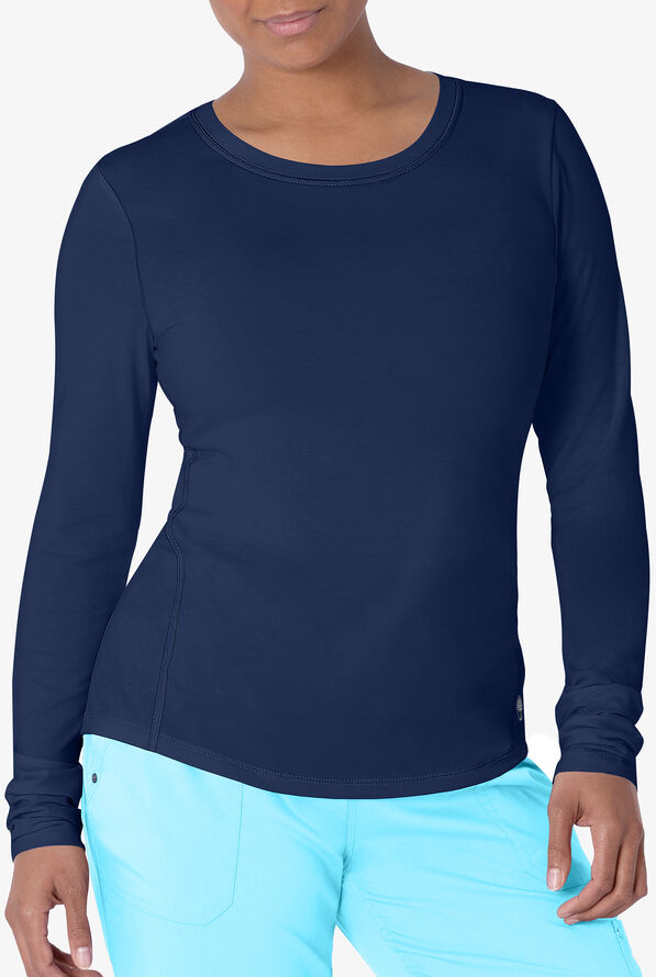 Healing Hands Mackenzie Women's STRETCH Long Sleeve Knit Underscrub - Navy - 2