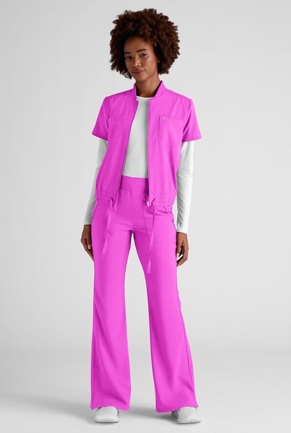 Easy STRETCH Sydney Women's Flare Leg Scrub Pants &ndash; 2-Piece Jumpsuit Bottom - Electric Fuchsia - 6