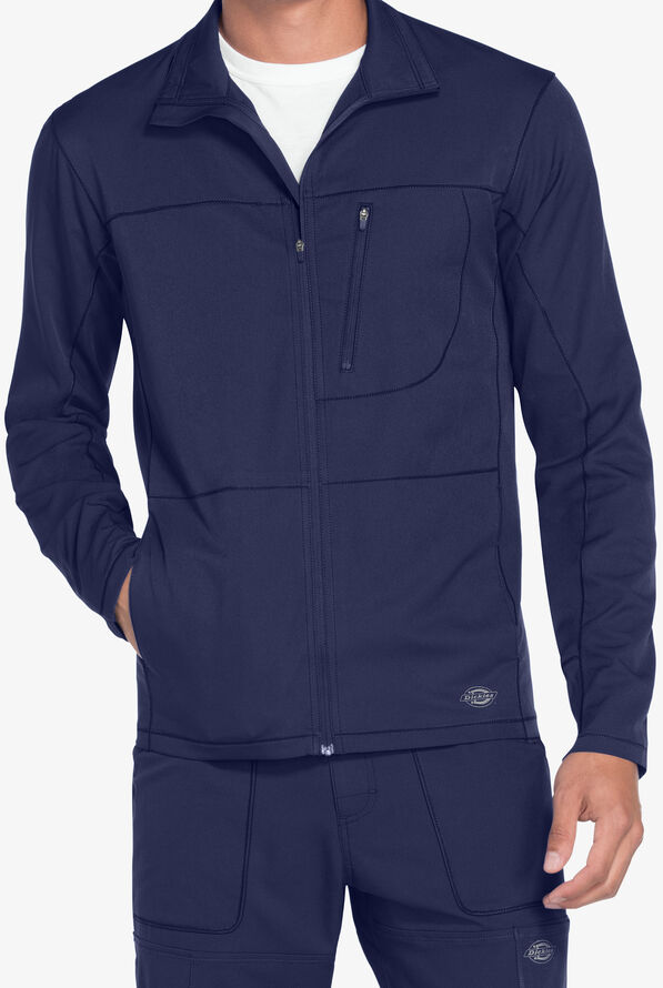 Dickies Dynamix Men's 3-Pocket STRETCH Zip Front Scrub Jacket - Navy - 2
