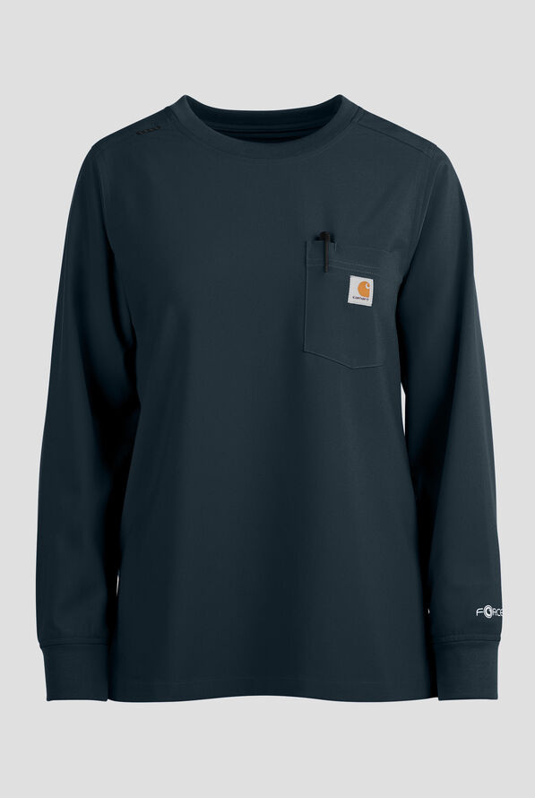 Blusa m&eacute;dica manga larga Carhartt Cross-Flex Force STRETCH con cuello redondo y 1 bolsillos para mujer - Navy - 1