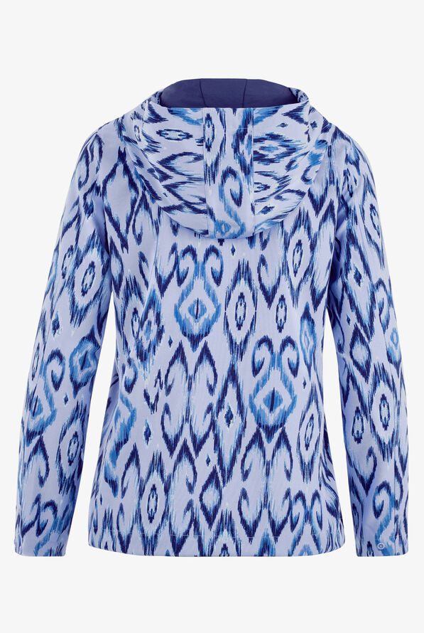 Easy STRETCH by Butter-Soft&trade; Unify Kilim Ceil Women's 5-Pocket Zip-Front Print Scrub Hoodie - null - 2