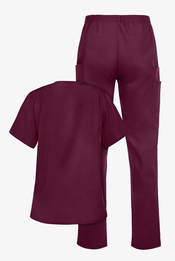 Strictly Scrubs Women’s 6-Pocket Scrub Set - Wine - 2