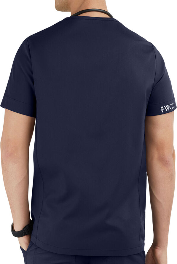 WCU Men&rsquo;s V-neck Top with Tri-colored Neck Trim - Navy/Teal - 2