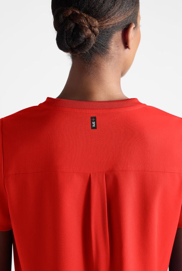 Grey's Anatomy by Barco Emerge Ally Women's 1-Pocket STRETCH Crew Neck Tuck In Scrub Top - Sunset Orange - 7