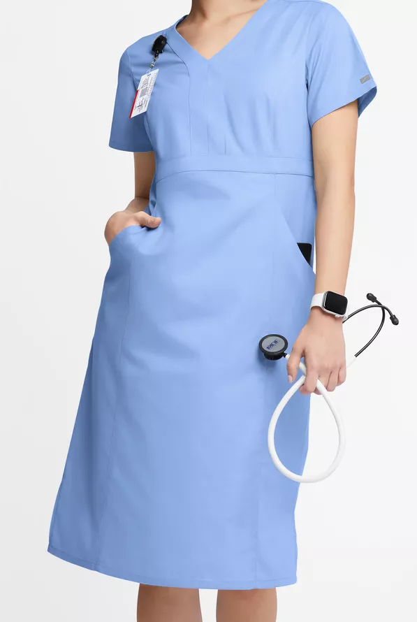 blue scrub dress Cherry Scrub Dress Atelier Scrubletic