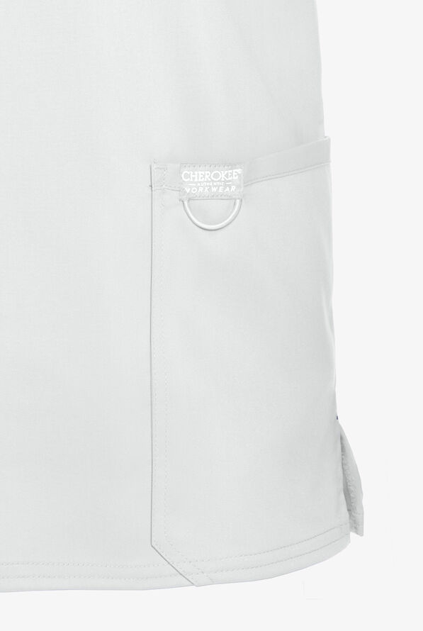 Cherokee Workwear Revolution Men's 3-Pocket STRETCH V-Neck Scrub Top - White - 3