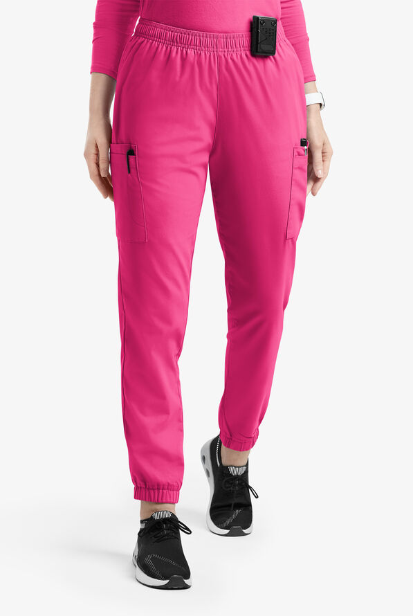 Butter-Soft Originals Women's 7-Pocket Tapered Jogger Cargo Scrub Pants - Fuchsia - 1