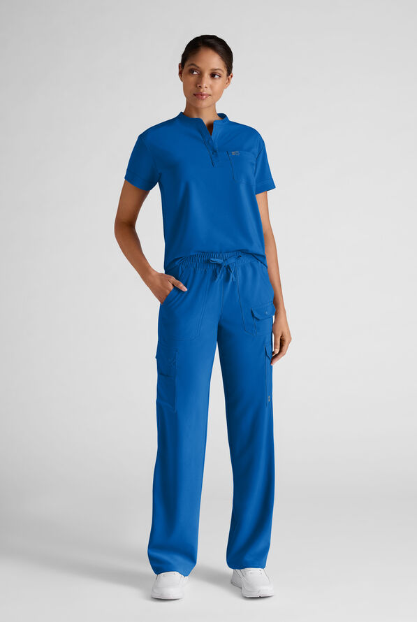 Easy STRETCH Ayo Women's 10-Pocket Cargo Scrub Pants - Petite - Royal - 3