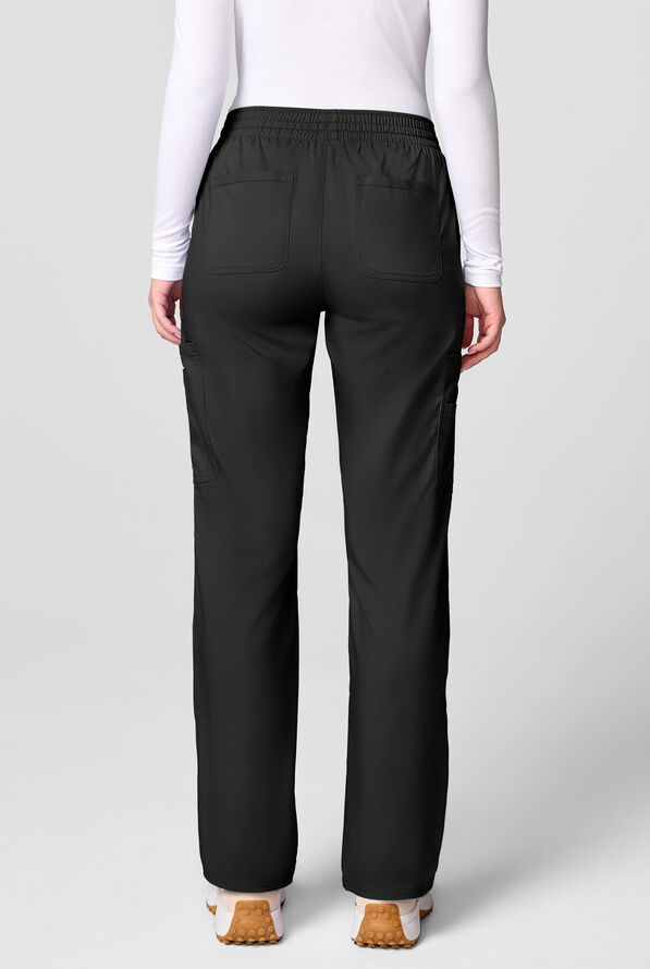Cherokee Workwear Revolution Women's 12-Pocket STRETCH Drawstring Straight pant - Black - 2