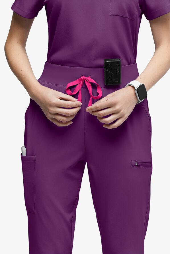 Easy STRETCH Olivia Women's 7-Pocket Slim Leg Jogger Scrub Pants - Tall - Eggplant - 3