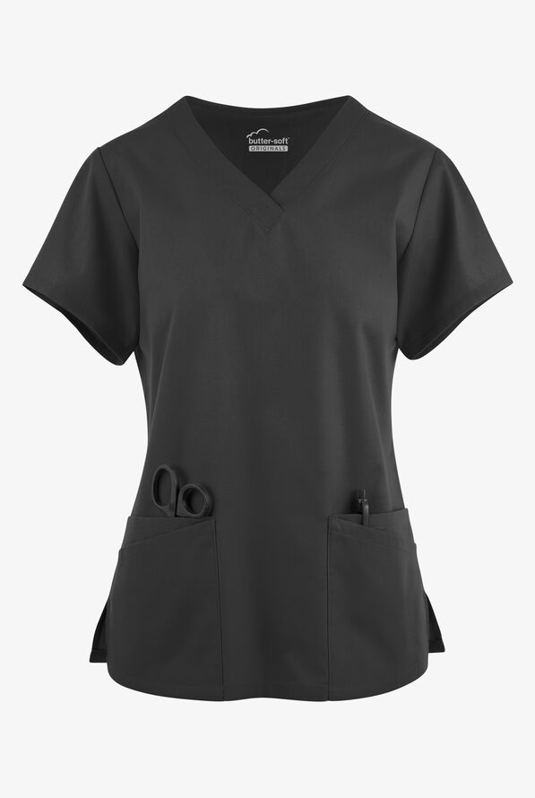 Butter-Soft Originals Women's 6-Pocket V-Neck Scrub Top - Black - 1