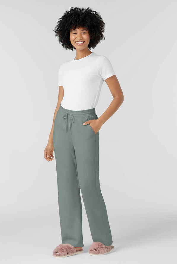 Pantal&oacute;n m&eacute;dico Wink Unwind STRETCH de felpa con piernas anchas y 2 bolsillos para mujer - Sage - 3