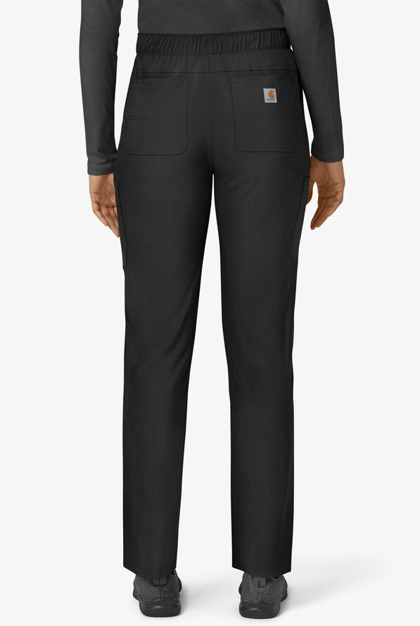 Carhartt Cross-Flex Force Women's 6-Pocket STRETCH Convertible Drawstring Cargo Scrub Pants - Petite - Black - 2