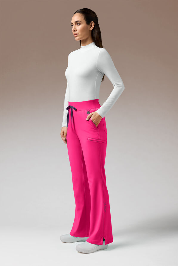 Hypothesis Meta FL Women’s 7-Pocket Flare Leg High Waisted Scrub Pant - Reactive Pink - 4