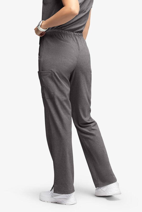 Easy STRETCH Eden Women's 4-Pocket Drawstring Scrub Pants - Petite - Graphite Heather - 2