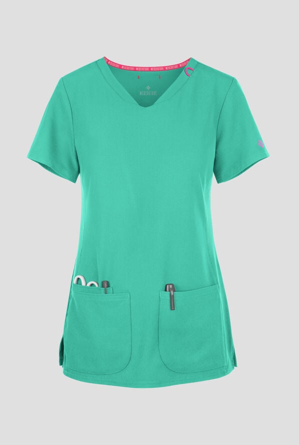 Med Couture Amp Women's 3-Pocket STRETCH V-Neck Scrub Top - Mint Condition - 1